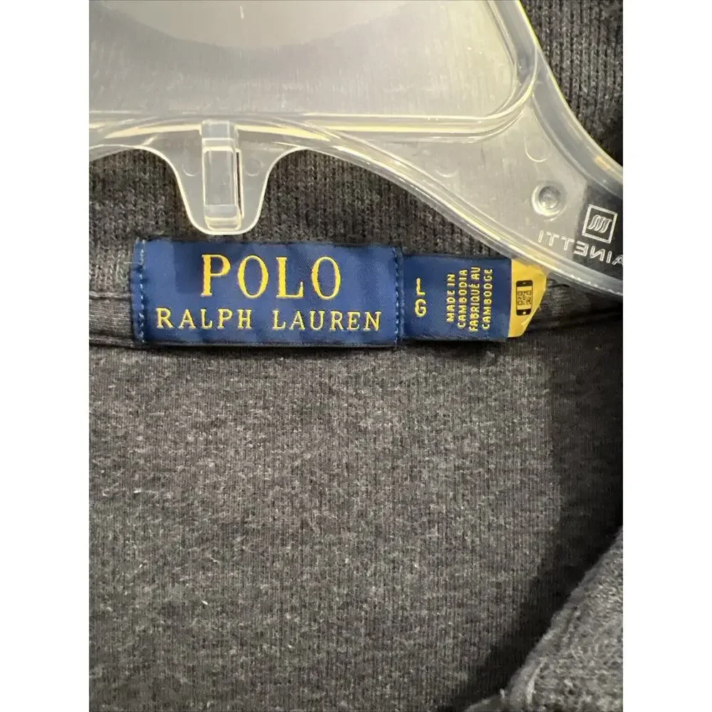 POLO RALPH LAUREN Sweater Men’s L DARK GRAY Cotton‎ French Rib Half Zip Pullover